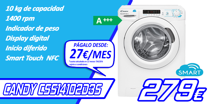 Lavadora Candy CSS14102D3S